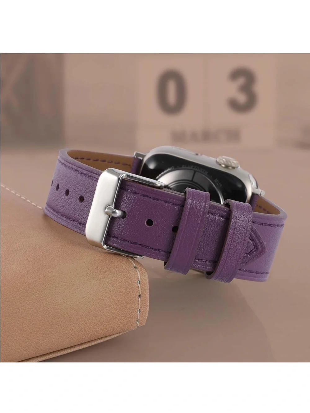 Smartwatch Band GENUINE SOFT ITALIAN LEATHER PURPLE Men’s Women’s